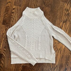 Cozy Cream Cowl Neck Sweater with Cable Knit